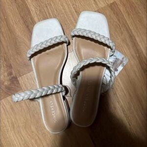 Sincerely Jules White and Tan Sandals with Minimalist Design